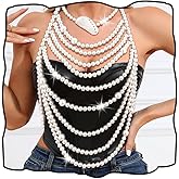CanB Pearl Top Pearl Body Chain Sexy Chain Bra Beach Bikini Chain Necklace Set Body Jewelry for Women