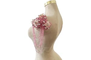 Jpumley.pksn Handmade 3D Three-Dimensional Flower Rhinestones Applique Sewing Crystal Fringe Beads Sequins Patches Accessory for Wedding Dresses DIY Decorative 6X10inches 1PCS/Bag (Pink)