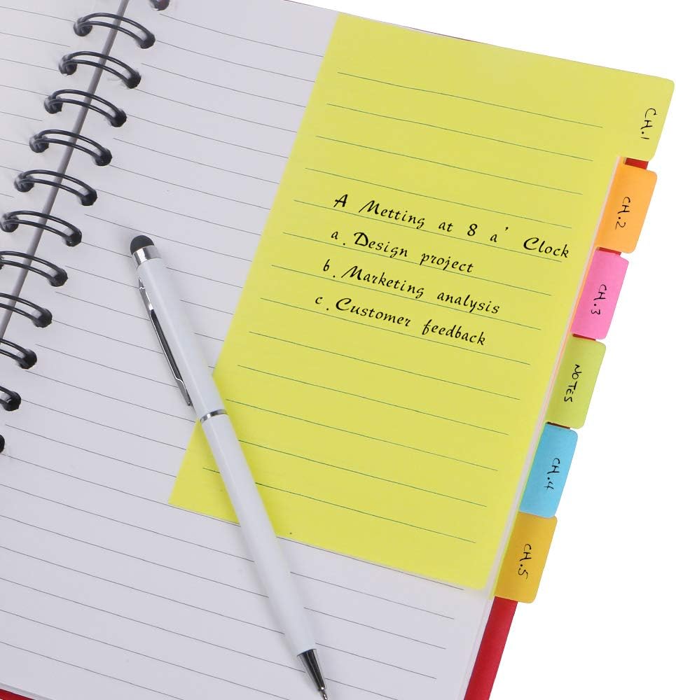 Eagle Divider Sticky Notes, Ruled Notes, 4 x 6-Inches, Assorted Neon Colors (2-Pack 120 Sheets)