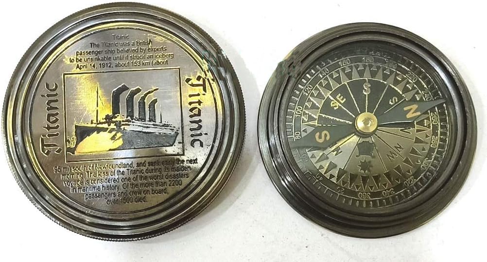 Nautical Vintage Marine Brass Pocket Maritime Replica - Titanic Compass For Father’s Day, Birthdays, Anniversaries, Retirement, or Graduation.