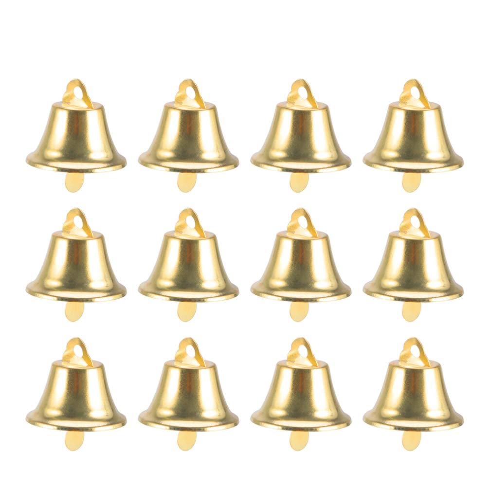 TOYANDONA 120Pcs 30mm Christmas Jingle Bell Craft Bells DIY Doors Dog Bell Wind Chimes Bells Xmas Tree Hanging Pendant for Christmas Holiday Ornament (Golden)