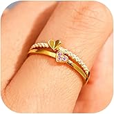 Uunuuo Gold Heart Ring for Women Heart Rings Pinky Rings Valentines Day Gifts Accessories Valentines Outfits