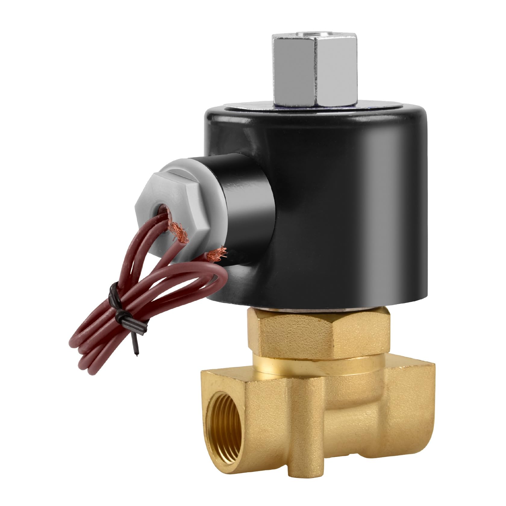 Heschen Brass Electric Solenoid Valve, 2W-040-10K, PT3/8'', DC24V, Direct Action Water, Normally Open
