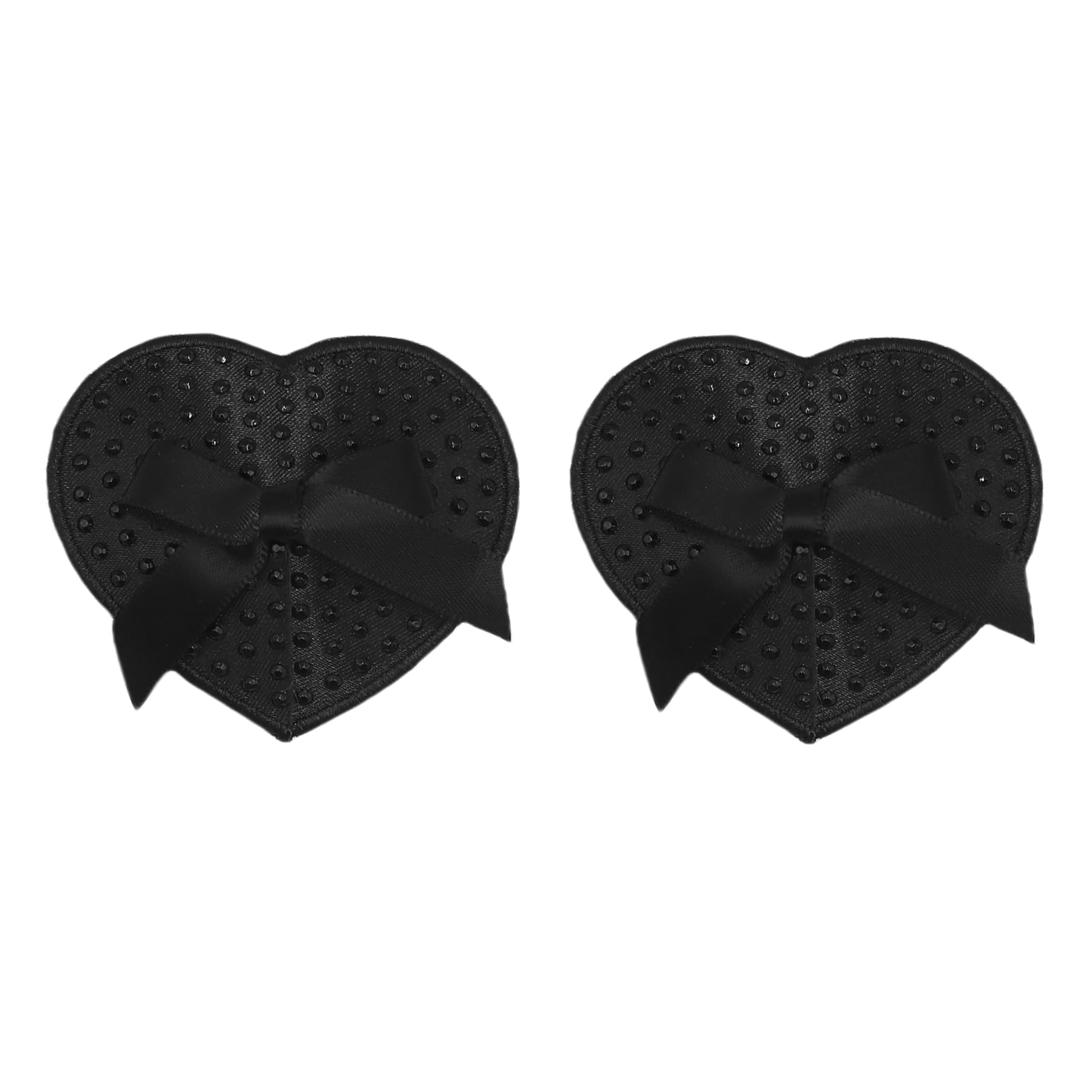 Photo 1 of ZGMYC Sparkly Rhinestone Nipple Covers Heart Breast Petals with Ribbon Bow, Reusable Adhesive Pasties Shiny Body Jewelry