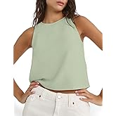 IDEALSANXUN Womens Linen Tank Tops Spring Summer Cute Crewneck Sleeveless Shirts