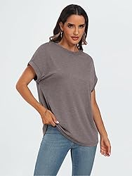 AUTOMET Womens Summer Tops Oversized Short Sleeve