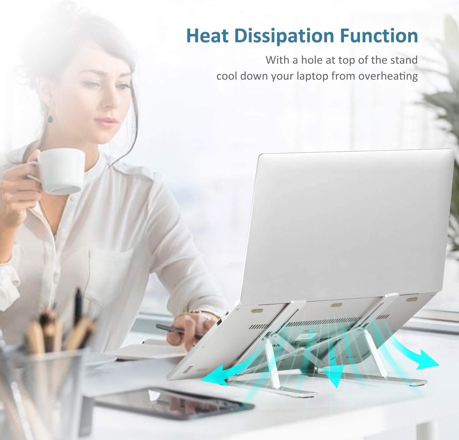 Laptop Stand, iVoler Laptop Holder Riser Computer Tablet Stand, 6 Angles Adjustable Aluminum Ergonomic Foldable Portable Desktop Holder Compatible with MacBook,iPad, HP, Dell, Lenovo 10-15.6” Silver