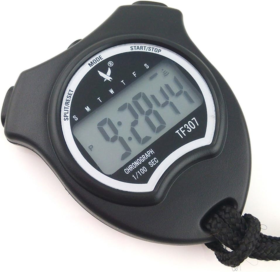 probeninmappx TF307 Single Row 5 Digit 2 Memories Digital Large LCD Display Sport Stopwatch