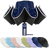 Bodyguard Inverted Umbrella - Large Windproof for Rain & Sun, Compact Reverse With Reflective Stripe, Teflon-Coated for Women Men, Travel Folding With Cover Bag
