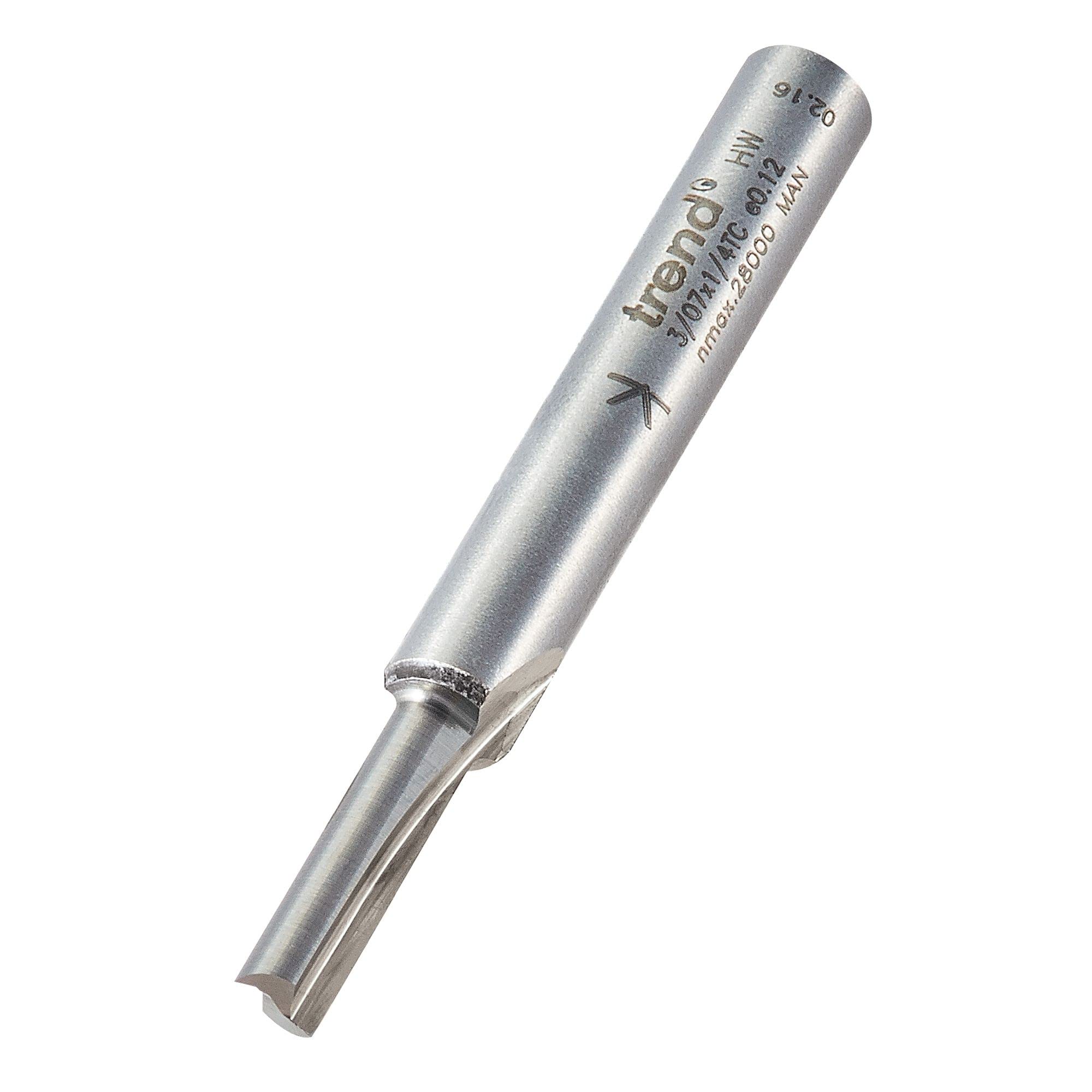 Trend Professional Straight Two Flute Router Cutter, 1/4 Inch Shank, 4mm Cut Diameter, 15.9mm Cut Length, Tungsten Carbide Tipped, 3/07X1/4TC