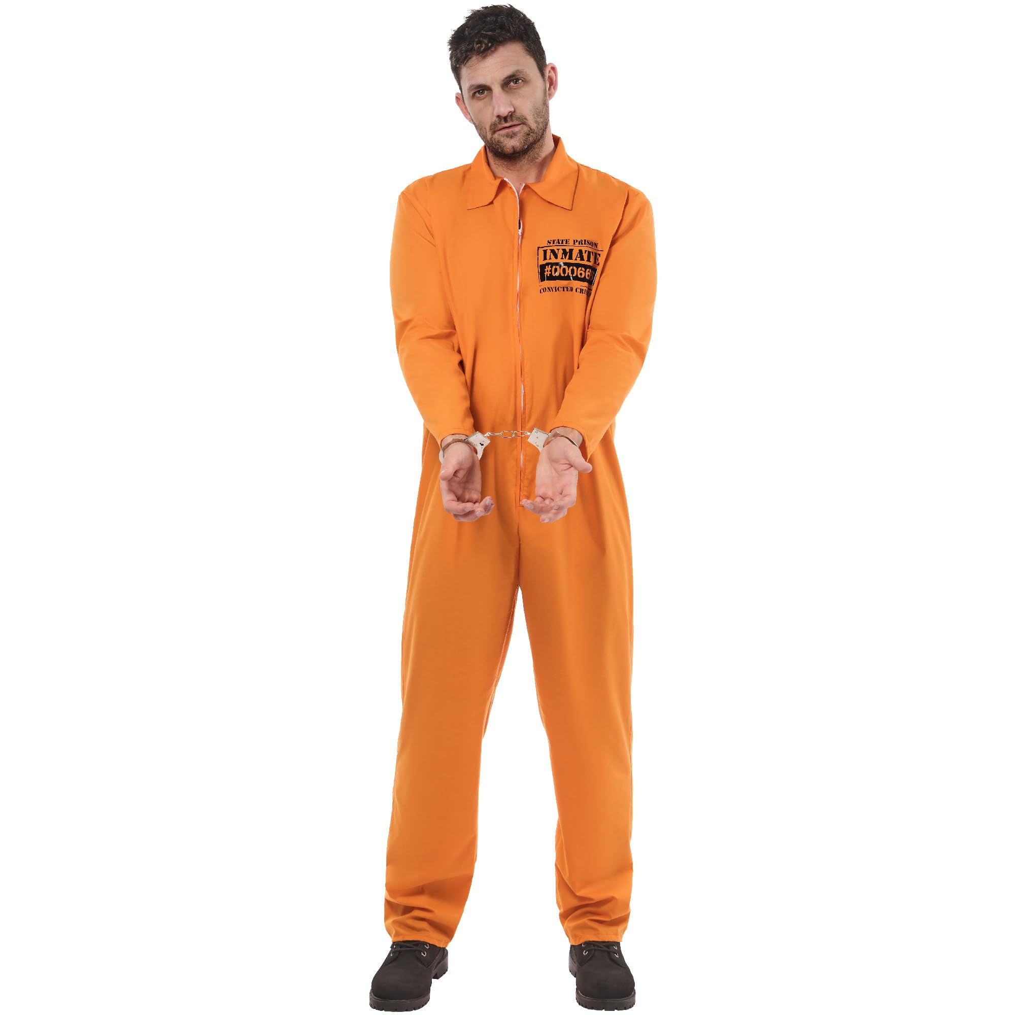 Rubies Official Orange Convict Boiler Suit Costume, Mens Fancy Dress, Perfect for any Occasion i.e. Halloween and World Book Day, Size XS