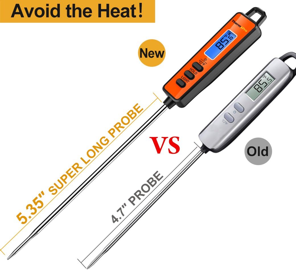 ThermoPro TP01A Digital Meat Thermometer with Long Probe Instant Read Food Cooking Thermometer for Grilling BBQ Smoker Grill Kitchen Oil Candy Thermometer: Kitchen & Dining