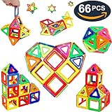 IMZ 66-Pcs Magnetic Building Blocks Set, Construction Building Tiles Creativity Educational Toys for Baby/ Kids, Come with Storage Container (66PCS)