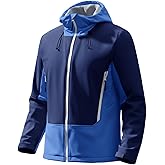 Runcati Mens Softshell Jacket Fleece Lined Windbreaker Color Block Rain Coat Waterproof Hooded Jackets for Hiking