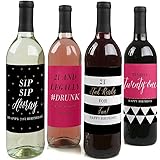 Finally 21 - Girl - Wine Bottle Labels Birthday Gift - Set of 4