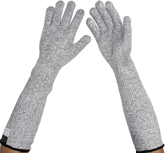 Cut Resistant Gloves with Long Sleeves Food Grade Level 5 Protection