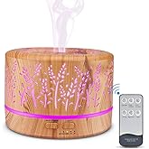500ml Essential Oil Diffuser, Premium Aromatherapy Diffuser Humidifier with Timer and Auto-Off Safety Switch, 7 Colors Lights, Ultrasonic Cool Mist Diffuser for Home Office Room