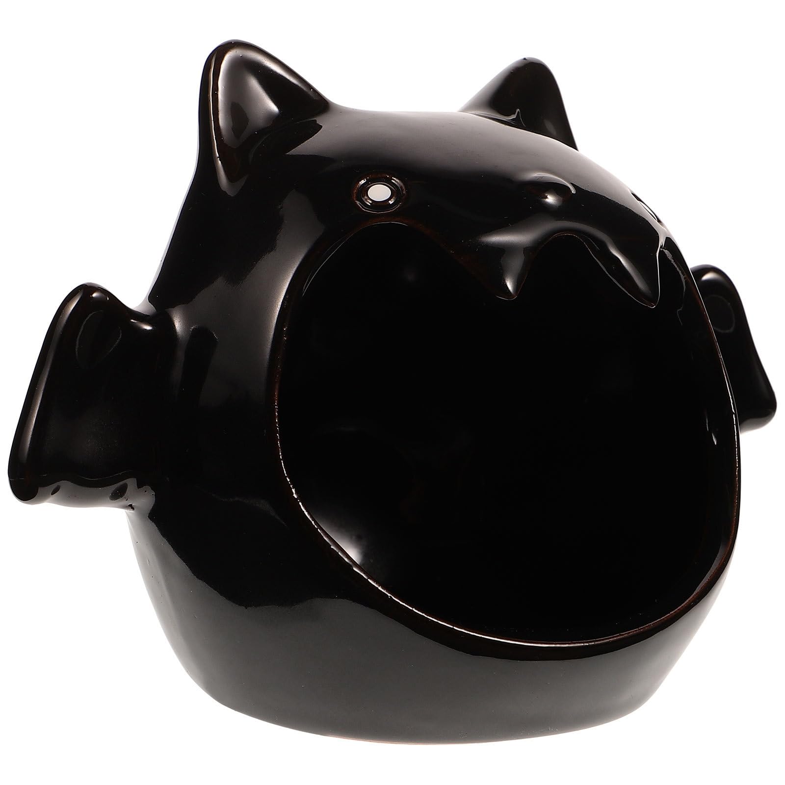 Housoutil Ceramic Hamster Hideout Bat Shape Cooling Nest Small Pet House for Summer Rest Sleep Comfortable Hideaway for Hamsters and Small Animals