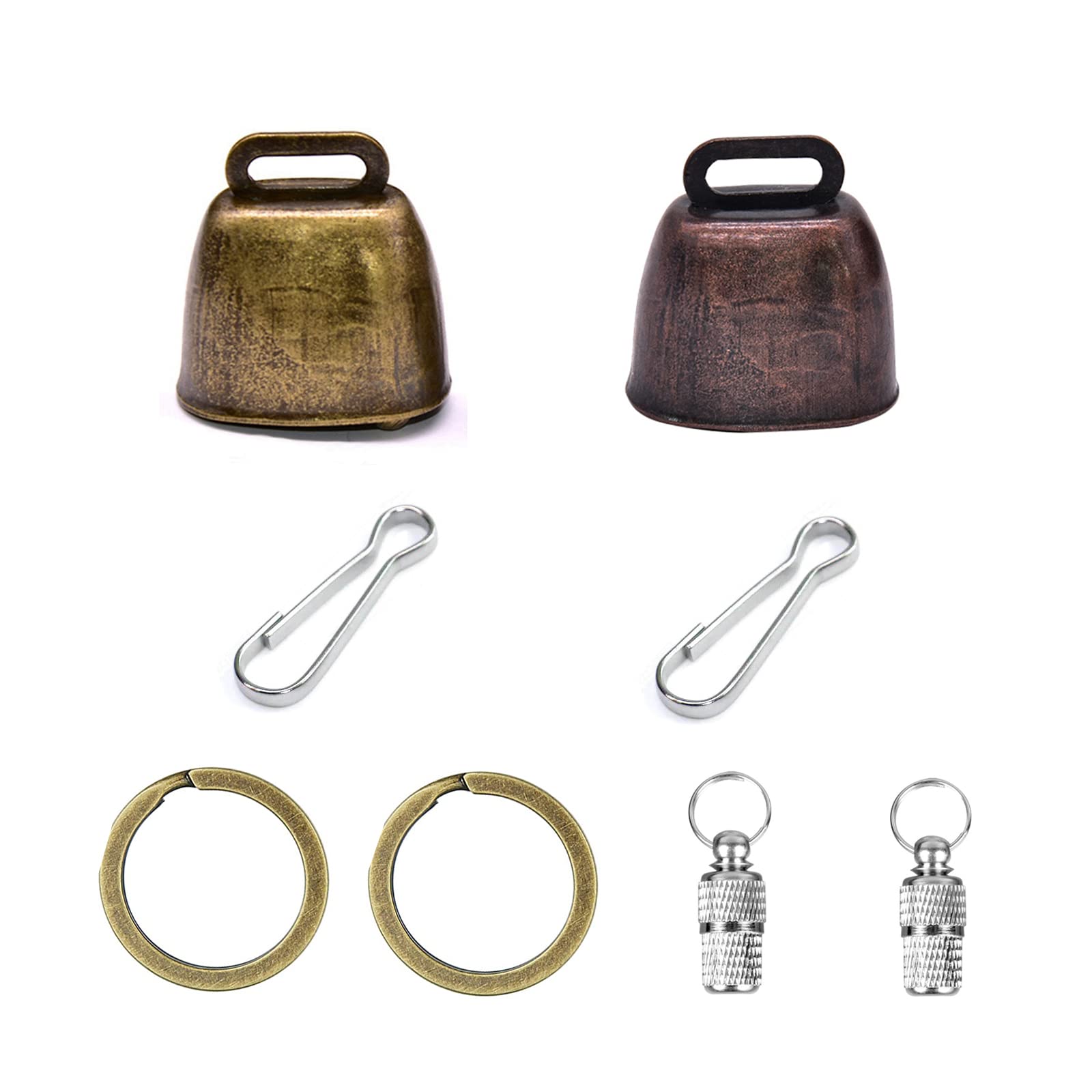 Yitaocity 2Pack Retro Brass Bell, Dog Cat Collar Bell Pet Bells, Cow Horse Sheep Grazing Copper Bells,Cattle Farm Animal Loud Bell with Pet Anti- Lost Tags Tubes