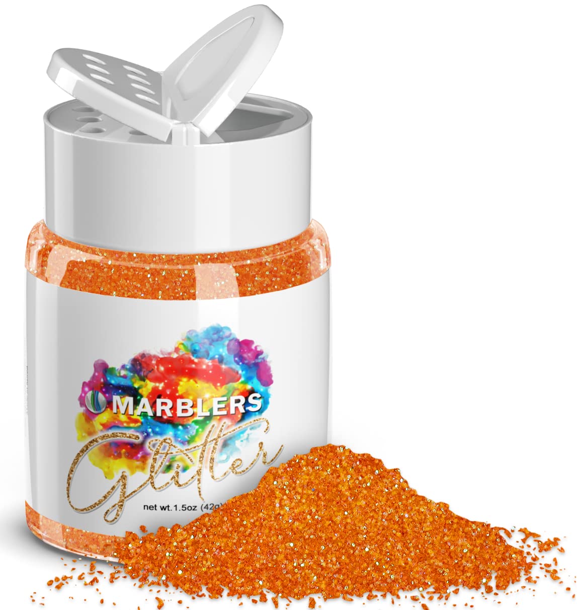 MARBLERS Holographic Glitter [Rainbow Orange] 1.5oz (42g) | Fine | Non-Toxic, Vegan, Cruelty-Free | Face, Body, Eyeshadow, Hair, Festival, Party Makeup, Nail Art, Polish | Resin, Tumbler, Slime, Craft — image 1