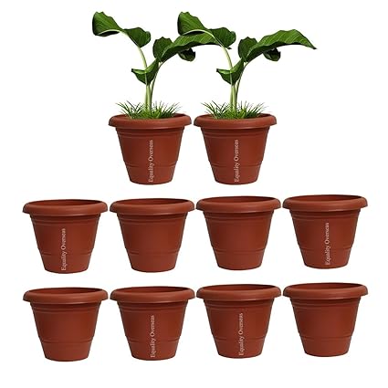 EQUALITY OVERSEAS Garden Balcony Planters Pot Plastic Flower Pot 8 Inch (10)