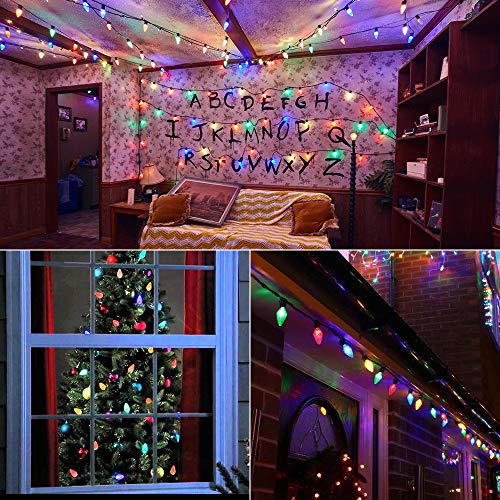 Brizled C9 Christmas Lights Multicolor, 16ft 25 LED Faceted C9 Outdoor