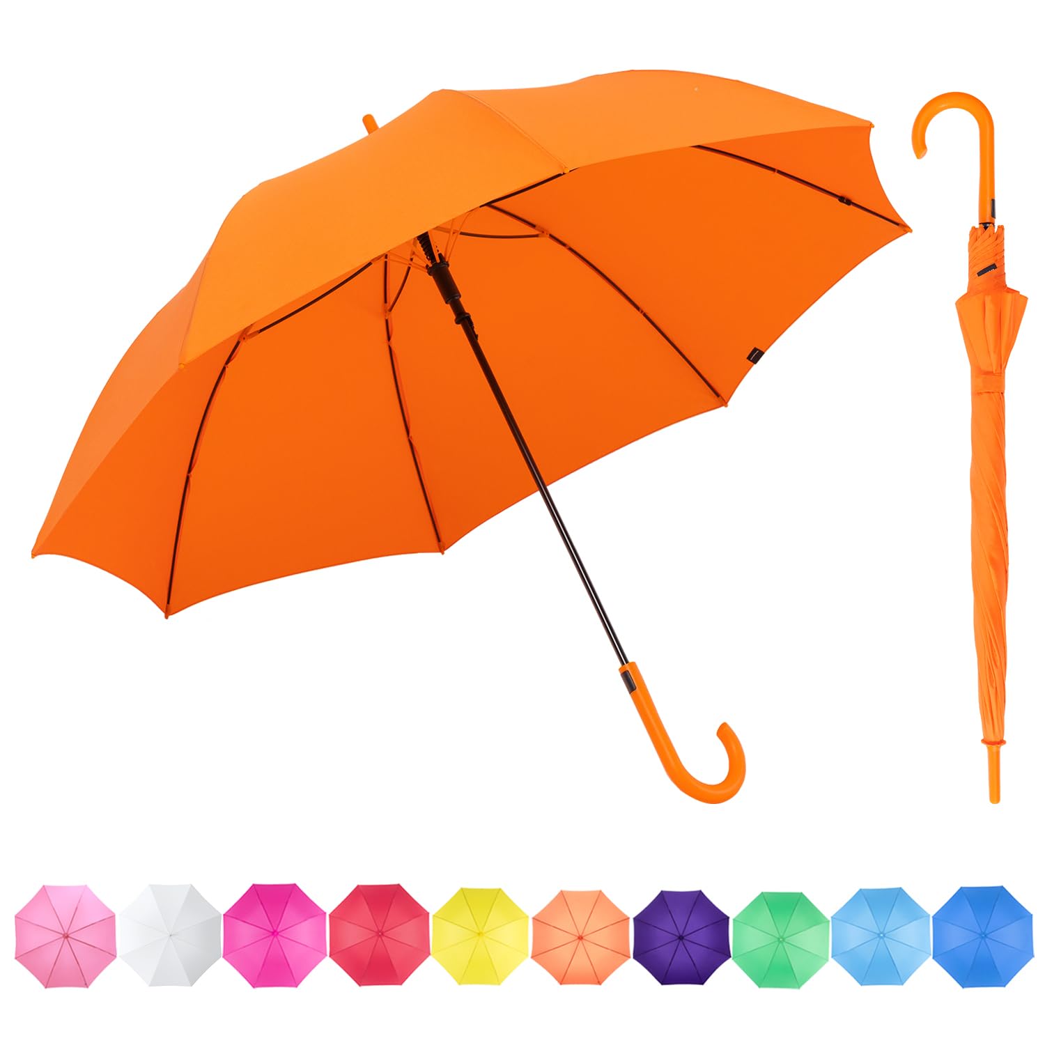 RUMBRELLA Orange Golf Umbrellas 50IN Large Oversize Windproof,Auto Open Umbrella for Men and Women