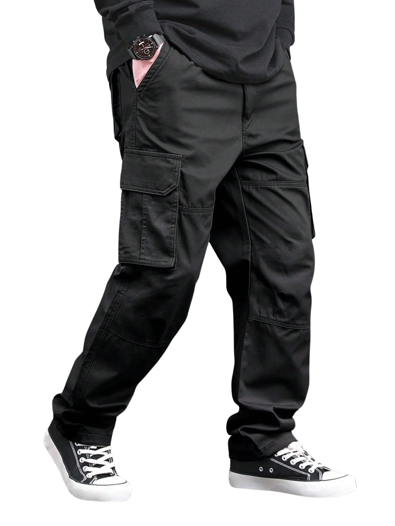 Lymio Men Cargo || Cotton Cargo Pants for Men (47-Black-L)