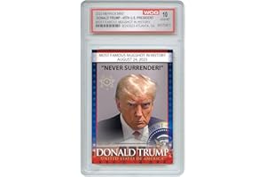 PROUD PATRIOTS Trump Mugshot Collector Trading Card - Graded Gem Mint 10 - Trump Collectibles, Perfect Patriotic & Political Gift. Proudly Made in America!