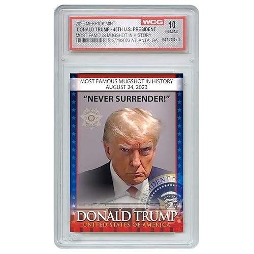 Trump Mugshot Collector Trading Card - Graded Gem Mint 10 - Trump Collectibles, Perfect Patriotic & Political Gift. Proudly Made in America! in Saudi Arabia | Whizz Singles Trump Mugshot Collector Trading Card - Graded Gem Mint 10 - Trump Collectibles, Perfect Patriotic & Political Gift. Proudly Made in America! in Saudi Arabia | Whizz Singles