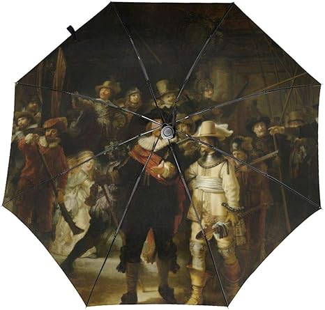 Amazon Co Jp ナイトウォッチレンブラント 折りたたみ傘 自動開閉式折りたたみ傘 ワンタッチ 三つ折り傘 大きいサイズ 傘 日傘 雨傘 防風 防水 紫外線対策 持ち運びが簡単 ホーム キッチン