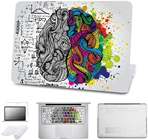 ZEGENE (5 in 1 Bundle)Full Edge Protective Hard Case for MacBook Pro 15-inch with Touch Bar 2016 (A1707) Ultra Slim Lightweight PU Leather Coated Plastic Hard Cover (Left and Right Brain)