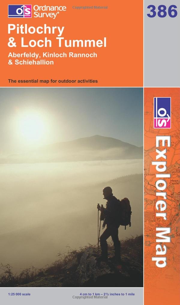 Ordnance Survey Explorer Active OL49 Pitlochry & Loch Tummel Map With