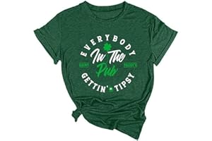 Yimoya St Patricks Day Shirt Women Irish Slainte Shirts Everybody in The Pub T Shirts Lucky Shirts