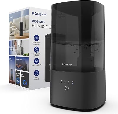 Rosekm Humidifier Bedroom Quiet Ultrasonic 2L 360° Nozzle Auto Shut-Off