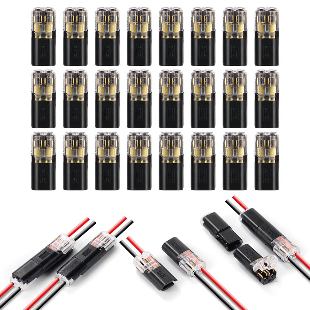 flintronic Wire Connectors, 24Pcs Quick Dual Wire Terminal Block, 2 Pin Peel-free Push-type Design Connectors, 18-22AWG Wire Quick Splice Connector Wire Crimp Terminal Wire Connector