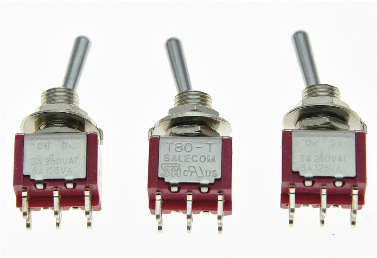 SALECOM 3x DPDT 6 Pin 2 Position ON ON Guitar Mini Toggle Switch Car/Boat Switches