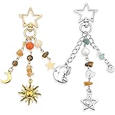 YBEATY Sun Moon Star Keychain Cute Gemstone Phone Chains Y2k Aesthetic Boho Hippie Keychain Colorful Crystal Beads Bag Purse Charms Handbags Backpack Decoration Accessories for Women Men