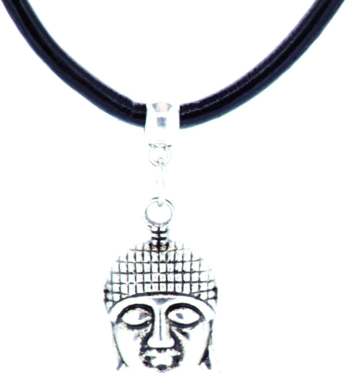 Black Real Leather Cord Choker, Velvet Lace Choker Necklace Retro with Vintage Tibetan Silver Charm Pendant Necklace 14" Size with 2" extender chain