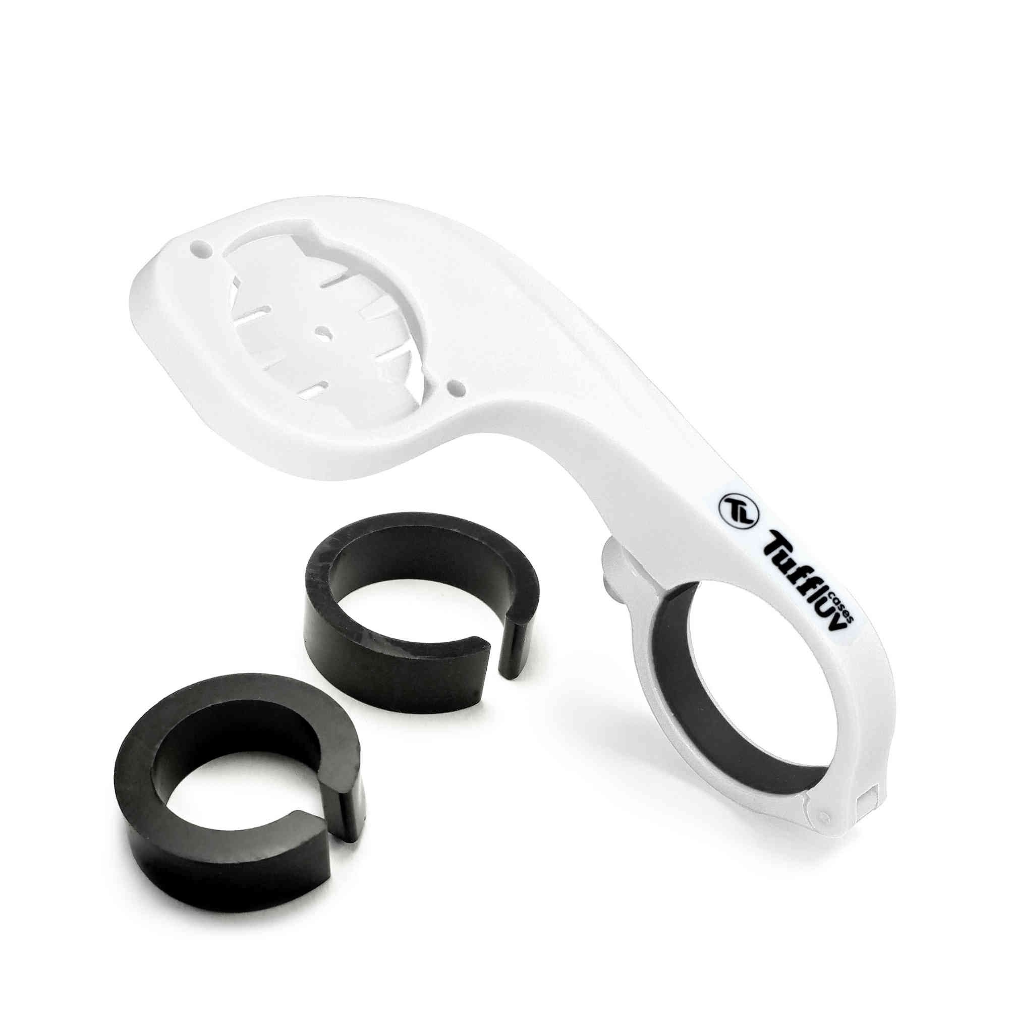 TUFF LUV Lollipop Handlebar Mount Adapter Compatible With Garmin Edge GPS Bike Computer - White
