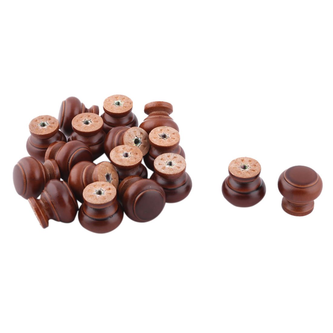 Sourcingmap Wood Household Door Window Cabinet Cupboard Pull Knob Handgrip 17pcs Dark Brown