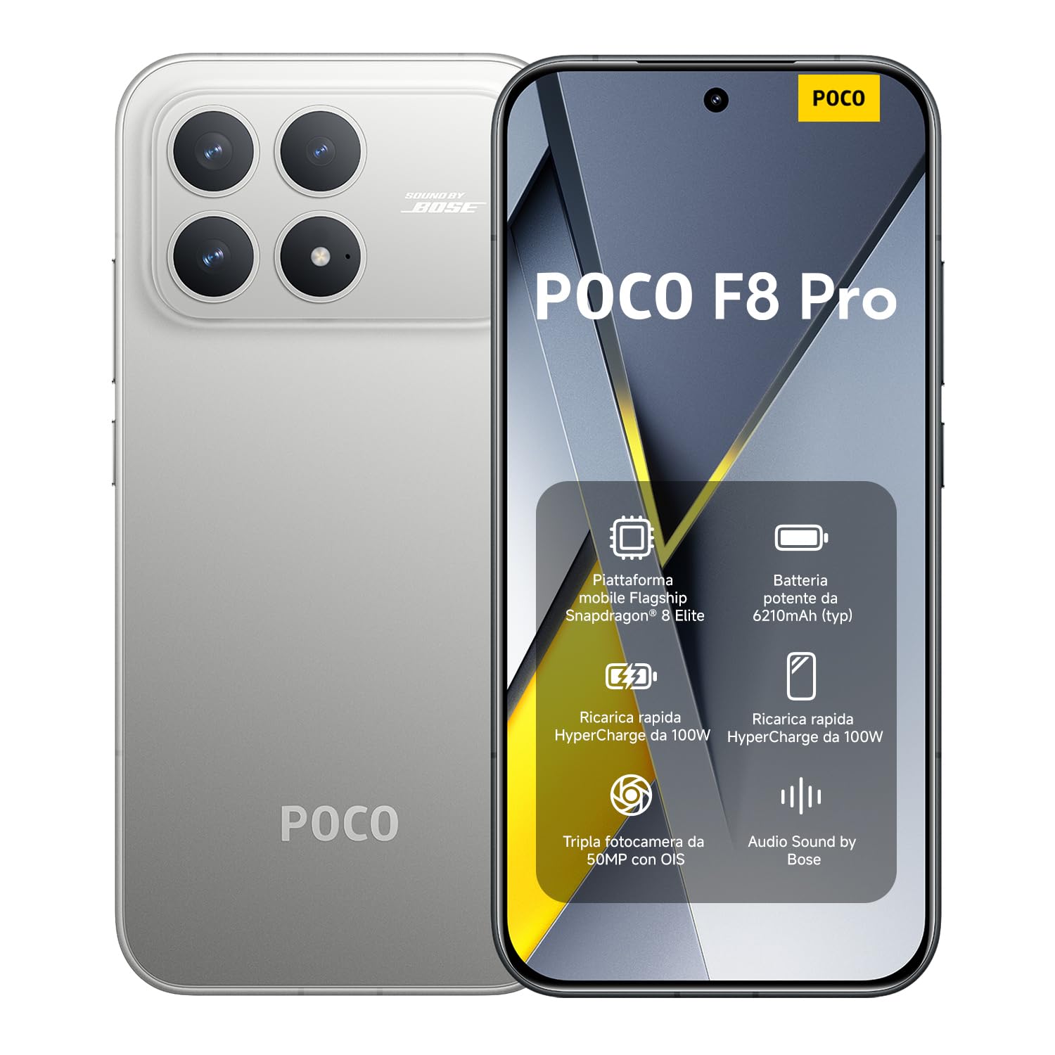 XIAOMI POCO F8 Pro, Smartphone 12+512 GB, Titanium, Audio Sound by Bose