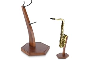 SoeKoa Saxophone Stand, Wooden Saxophone Stand Display for Alto Tenor Sax, Weighing Rhombus Base For Extra Stability Countertop Decoration（Only holder
