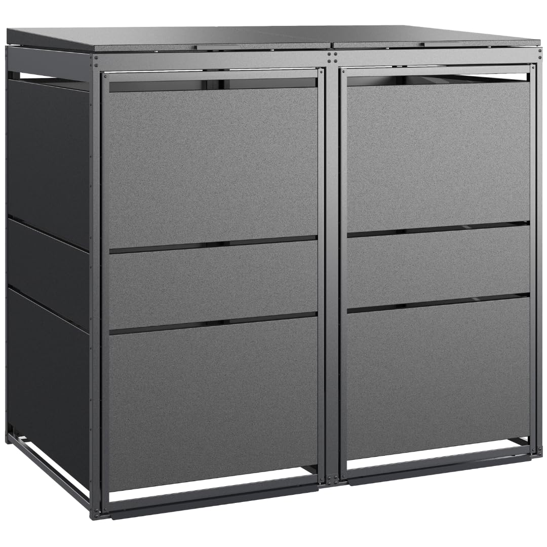 MBOX24 MODERN Mülltonnenbox 4er für 120 Liter Mülltonne | Anthrazit | Mülltonnenverkleidung | Mülltonnenhaus | Box für Mülltonnen | Mülltonnenunterstand | Mülltonneneinhausung