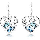 PARYFO Seahorse Turtle Earrings S925 Sterling Silver Ocean Seahorse Sea Turtle Drop Dangle Earrings Beach Jewelry for Women, Best Friend, Daughter, Birthday, Christmas Gifts