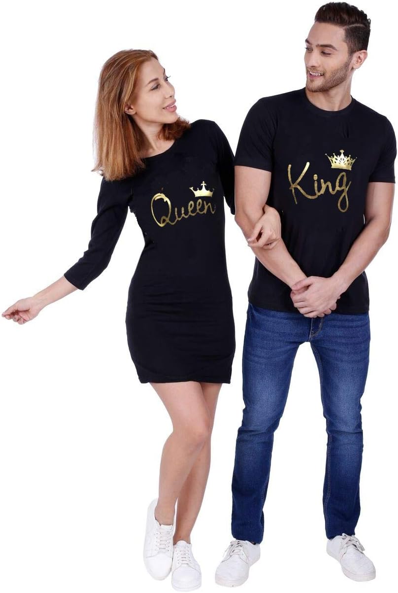 ADYK Cotton Couple T Shirt Dress King Queen