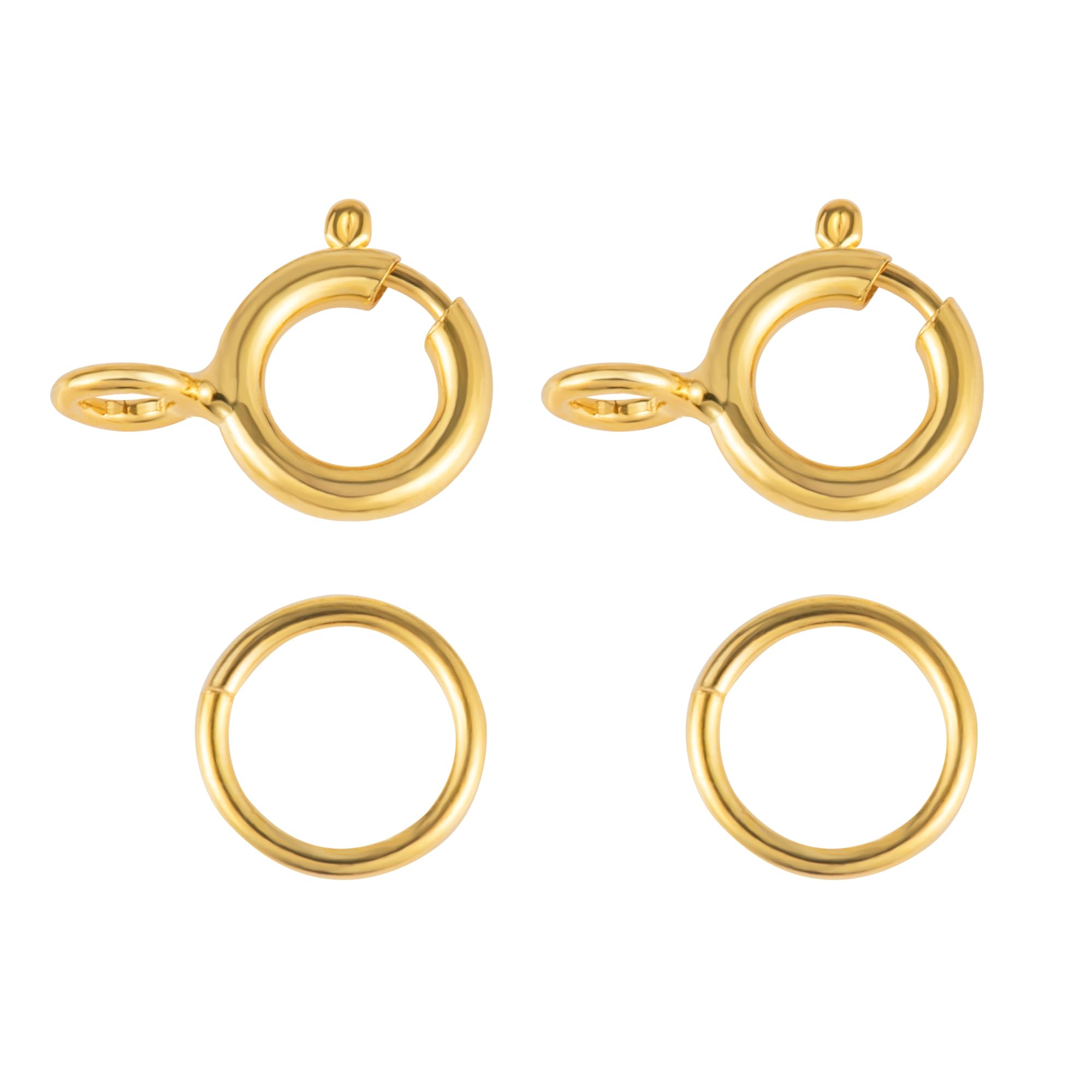 ALEXCRAFT 925 Sterling Silver Clasps for Jewellery Making Set, 40PCS Gold Spring Clasps and Open Jump Rings 14K Real Gold Plated 5mm Round Clasps Connectors, Clasps for Necklace Bracelet Making