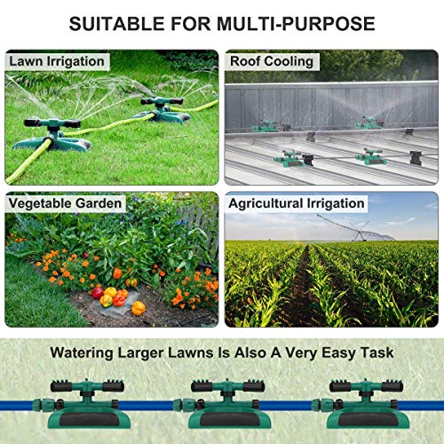 Durable Lawn Sprinkler, Water Sprinklers for Lawn, Garden, Yard, Flower Grass Plant Park, 360 Degree Rotating Sprinkler Irrigation System, Adjustable Spray Angle and Distance -Up to 3600 sq.ft.