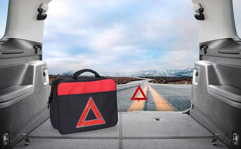 Thrive Roadside Assistance Auto Emergency Kit + Car First Aid Kit – Square Bag - Contains Jumper Cables, Tools, Reflective Safety Triangle & More Perfect Winter Accessory for Your Car, Truck, Camper: Automotive