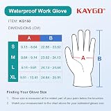 KAYGO Waterproof Work Gloves Double Latex Coated Non-Slip Grip M Black 1 Pair view 7